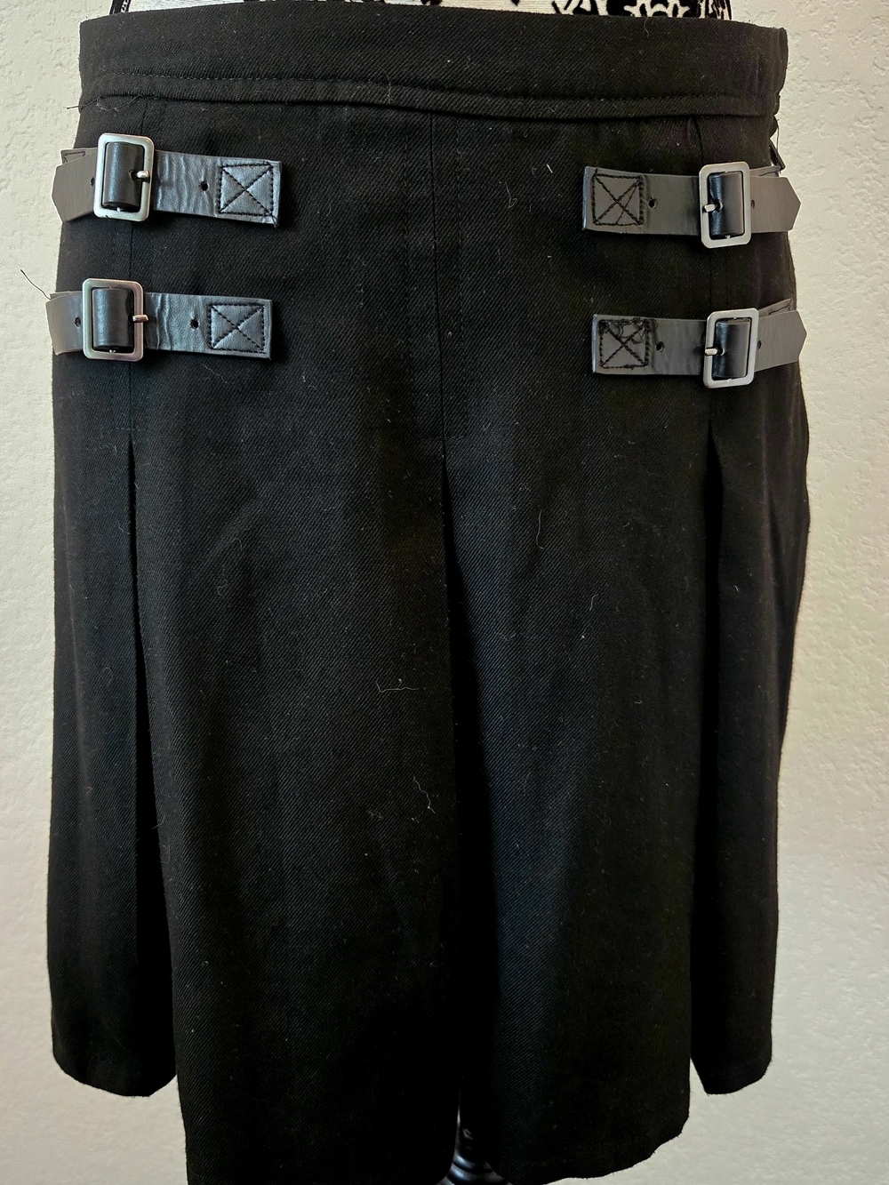Hot Topic Black A-Line Skirt with Side Buckle Straps